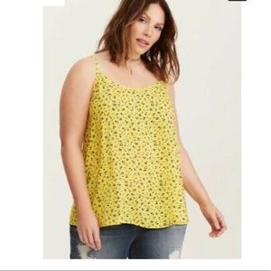 Yellow Torrid Lace Up Floral Shirt